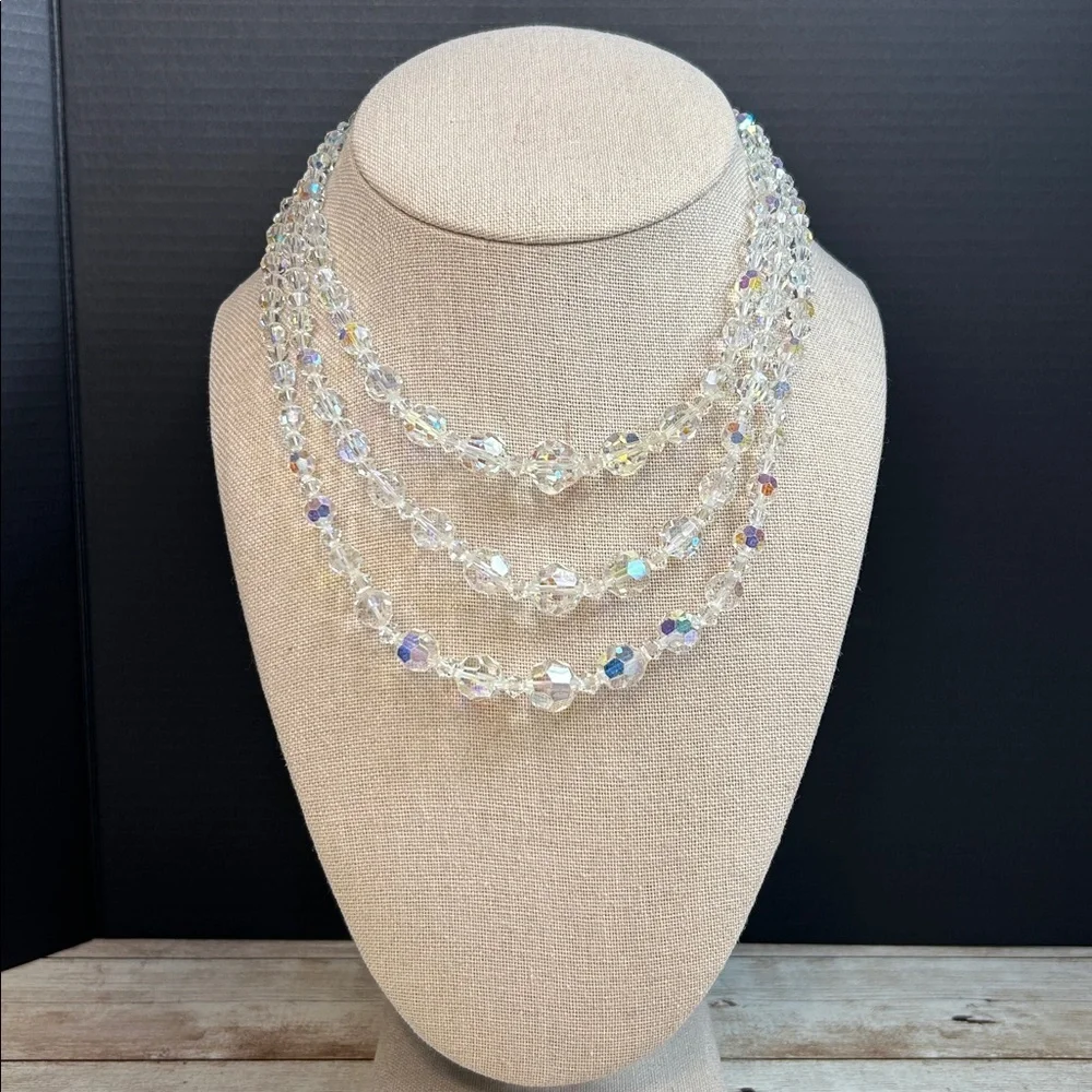 Vintage Crystal AB Beaded Necklace